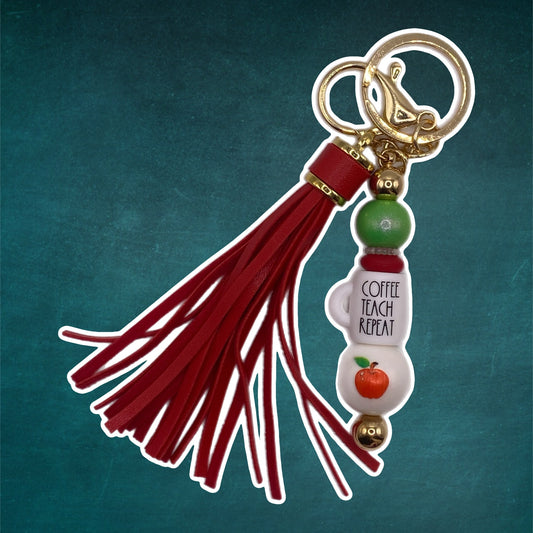 Coffee Teach Repeat Keychain